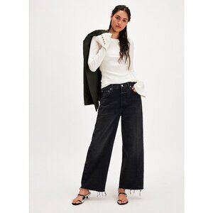 Citizens of Humanity Ayla Raw Hem Crop Jeans in BRONSON (washed black)